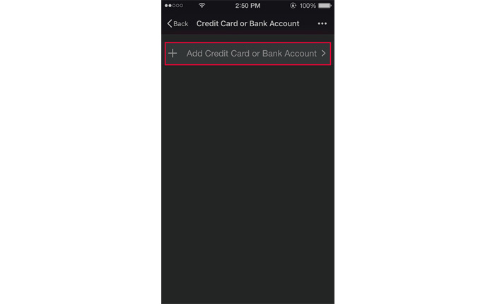 Add Credit Card or Bank Account